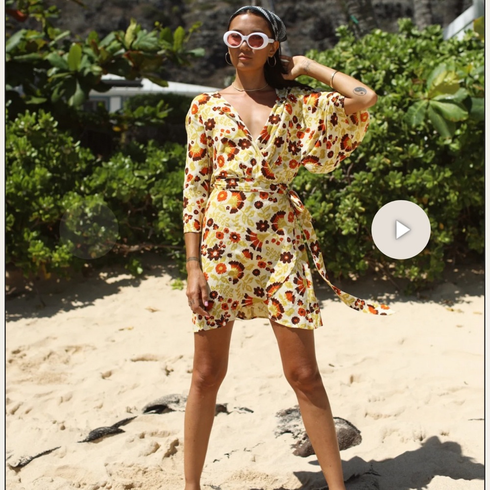 XIX Palms Kimono Mini Dress